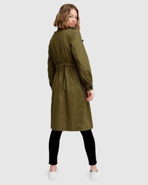 Belle & Bloom Carlisle Button Front Trench Coat - Green