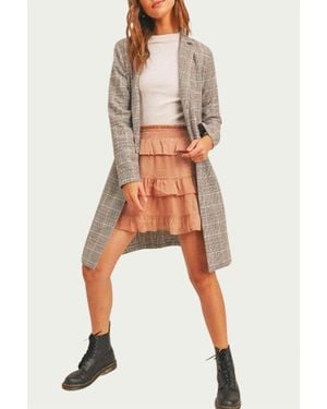 Sadie & Sage Run To Me Checked Long Coat - Gray