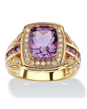 Palmbeach Jewelry 3.83 Tcw Cushion-Cut Genuine Amethyst And Cz Halo Ring - Pink