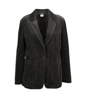 Aspesi Soft Corduroy Jacket With Single-Button Closure And Three Patch Pockets - Black