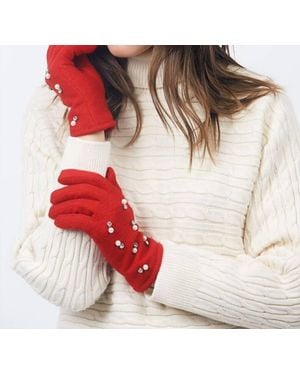 Pia Rossini Dina Pearl Embellished Beret - Red