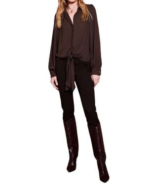 Fifteen Twenty Tie-Front Silky Crepe Blouse - Black