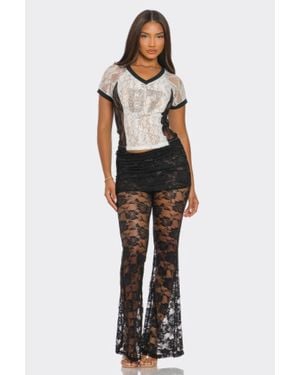TRUEDAMES 87 Lace Jersey Top - White