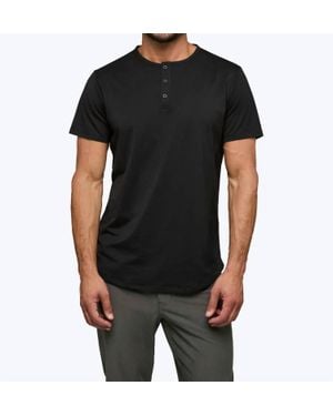 Cuts Ao Henley Curve-Hem Short-Sleeve Shirt - Black