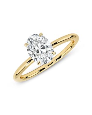 MAX + STONE 14K Or 3 Carat Oval Cut Cubic Zirconia Engagement Ring - Metallic