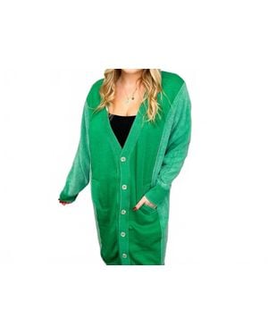 Blakeley Can You Not Cotton Blend Long Sleeve Cardigan - Green