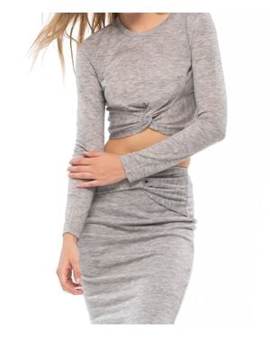 Kendall + Kylie Knotted Crop Top - Gray