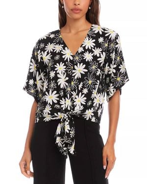 Karen Kane Fenix Flutter Sleeve Tie Front Top - Black