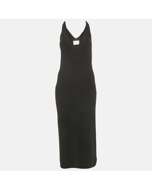 Dion Lee Jersey V-Neck Twist Shoulder Detail Midi Dress - Black
