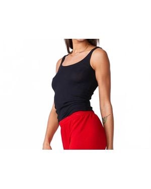 Monrow Narrow Rib Tank Top - Black