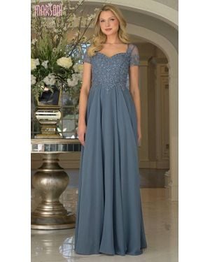 Marsoni by Colors Intricate Lace Embroidery Romantic Dress - Blue