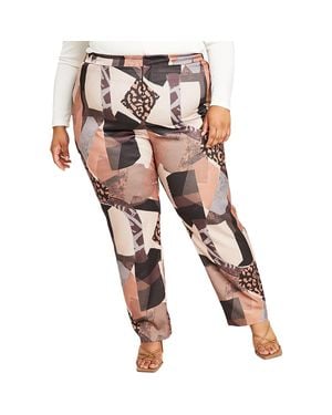 Nina Parker Plus Satin High Rise Straight Leg Pants - Black