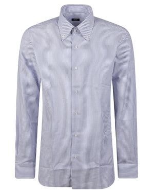 Barba Napoli Striped Cotton Button-Down Shirt - Blue