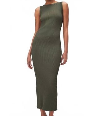 GOOD AMERICAN Rib Scoop Back Midi Dress - Green