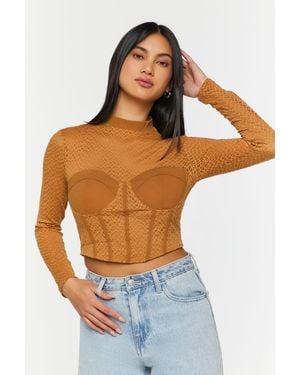 Forever 21 Netted Mesh Bustier Top - Brown