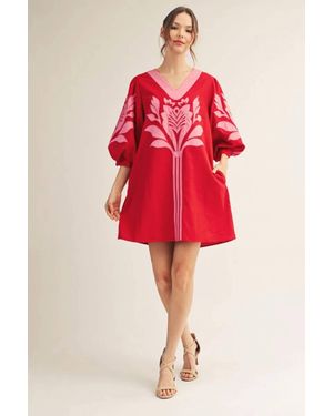 Jodifil Baroque Bloom Mini Dress - Red
