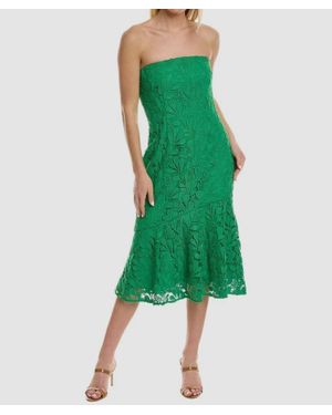 AMUR Strapless Guipure Lace Midi Dress - Green