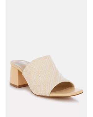 Rag & Bone Rag & Co Morgana Sandals 'Sbeige Raffia Square Toe Block Heel Htat1462 - Natural