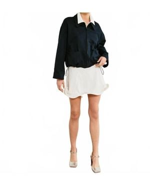 Line & Dot Bubble Hem Tuxedo Jacket - Black