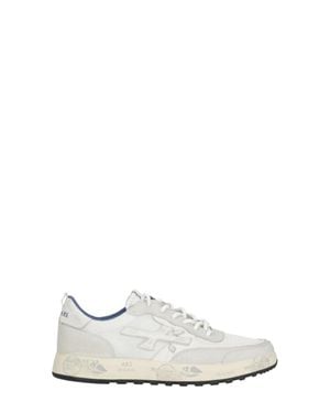 Premiata Nous 8234 Suede-Blend Distressed Sneakers - White