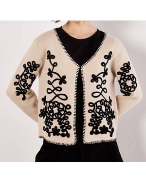 Apricot Swirl Cornelli Embr Cardigan - Black