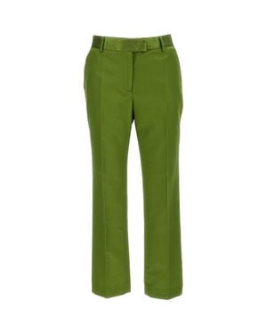 Alberto Biani Straight Leg Silk-Cotton Formal Pants - Green
