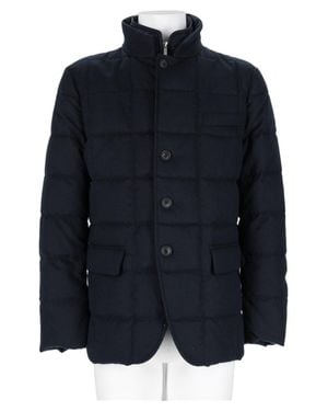 Fay Quilted High Collar Polyester Jacket - Blue