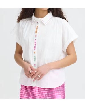 Ichi Olivia Flower Blouse - White