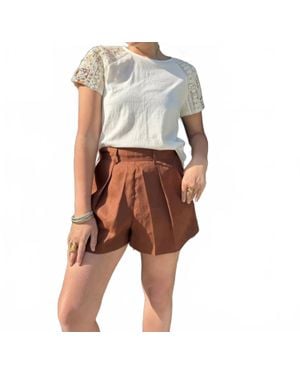 Silvian Heach Posane Pleated Shorts - Brown