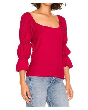 Nation Ltd Puff Sleeve Top - Red