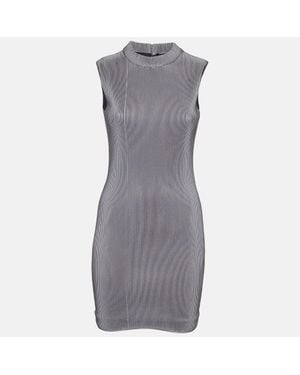 Neil Barrett Stripe Textured Jersey Mini Dress - Gray