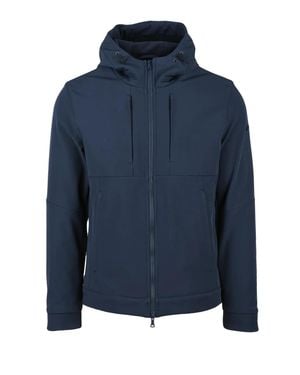 Paul & Shark Softshell Fleece Jacket With Adjustable Hood And Zippered Pockets - Blue