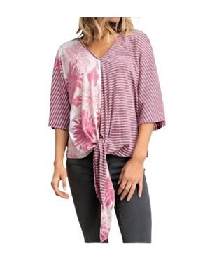 Mittoshop Short Kimono Sleeve Striped Top - Red