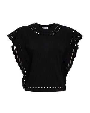 Isabel Marant Odyle Broderie Anglaise Casual T-Shirt - Black