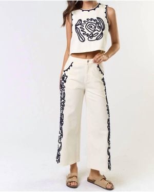 Lalavon On A Whim Cord Detail Denim Vest Top - Natural
