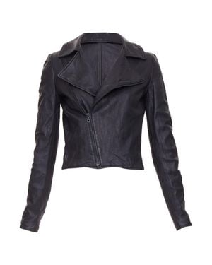 The Row Crinkled Leather Minimal Biker Jacket - Blue