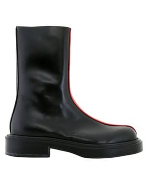 Ferragamo Ferragamo Contasting Insert Leather Ankle Boots - Black