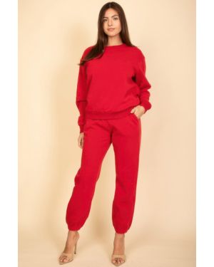 TRUEDAMES Poly Fleece Elastic Waist Sweatpants - Red