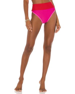 Beach Riot Emmy Bikini Bottoms Fuchsia Ribbed Swimwear Gbo973 - Red
