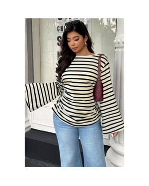TRUEDAMES Plus Size Wide Long Sleeves Strip Fit Shirt - Multicolor