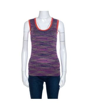 Missoni Knit Contrast Trim Sleeveless Tank Top - Purple