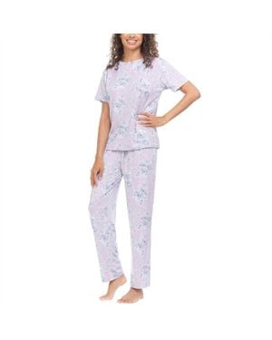 Flora Nikrooz Printed Notch Collar Pajama Set - White