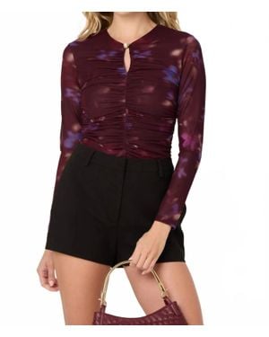Astr Keyhole Ruched Top - Purple