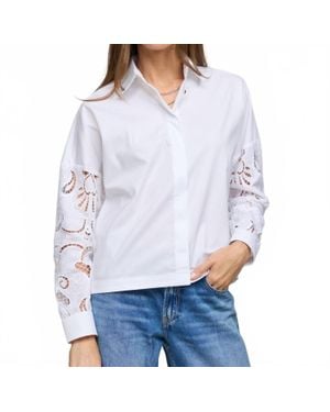 Hinson Wu Sophie Long Sleeve Embroidered Eyelet Shirt - White