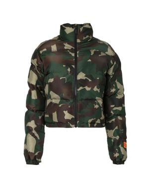 Heron Preston Camo Cropped Nylon Puffer Jacket - Green