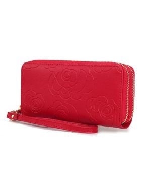 MKF Collection by Mia K Ellie Genuine Leather Flower-Embossed Wristlet Wallet By Mia K - Red