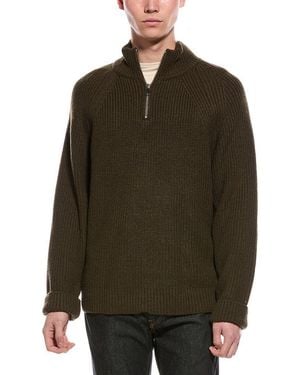 Slate & Stone Ribbed 1/4-Zip Mock Neck Sweater - Green