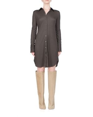 Helmut Lang Ribbed Shirt Dress - Black