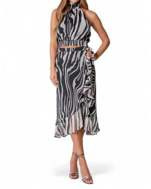 Lavender Brown Zebra Lurex Skirt - Black