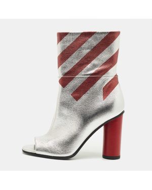 Anya Hindmarch Leather Open Toe Ankle Length Boots - Metallic